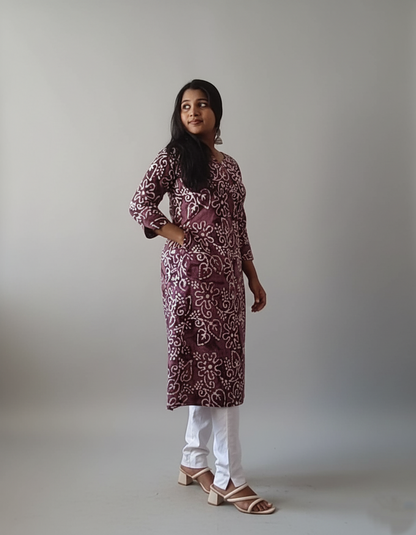Handblock Batik A line Kurti