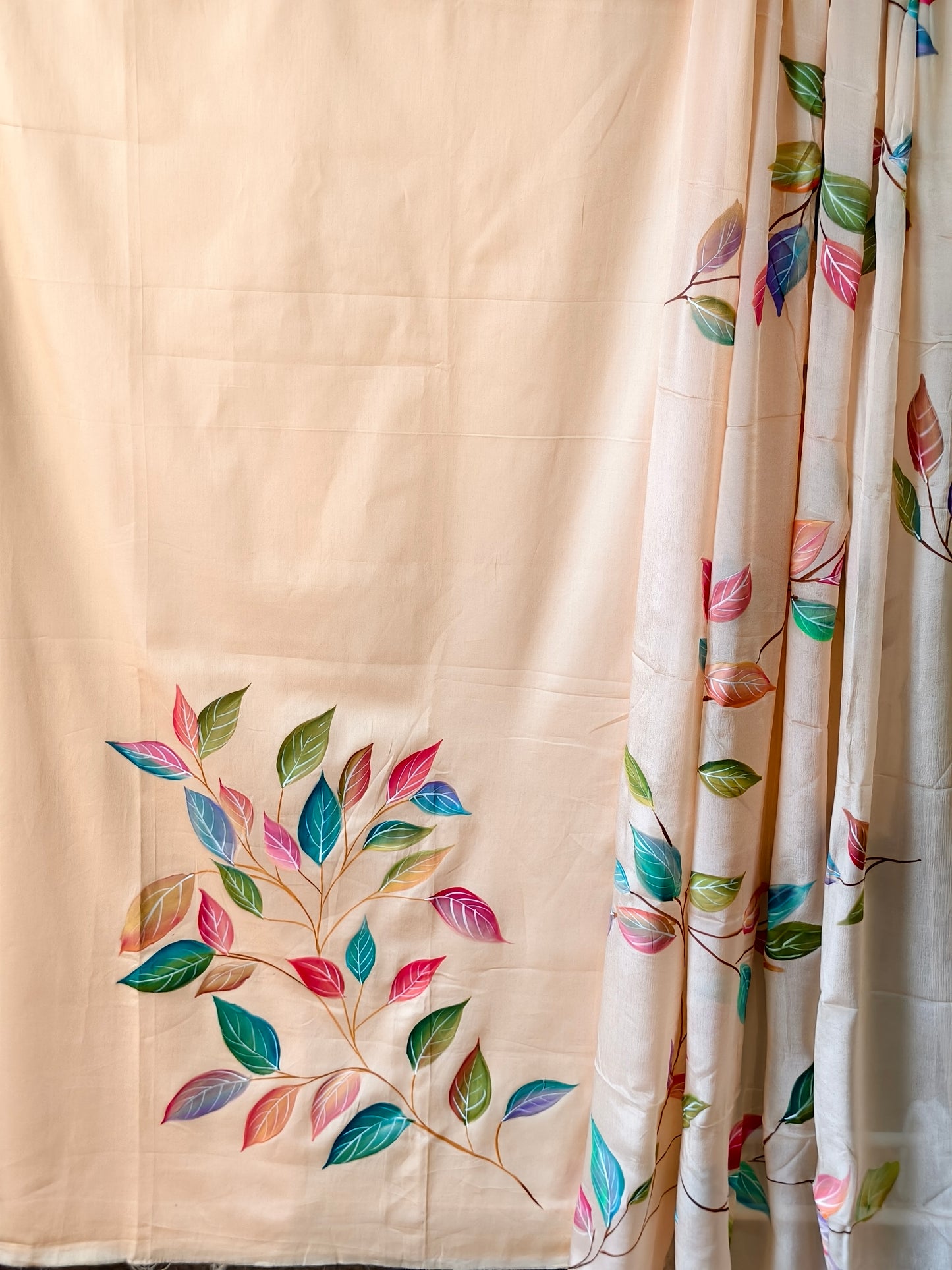 Jam Cotton Hand Painted Unstiched 3 Piece Suite Set_Cream