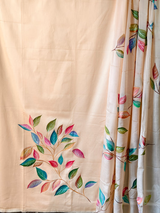 Jam Cotton Hand Painted Unstiched 3 Piece Suite Set_Cream