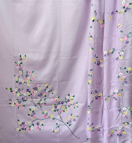 Jam Cotton Hand Painted Unstiched 3 Piece Suite Set_Lavender