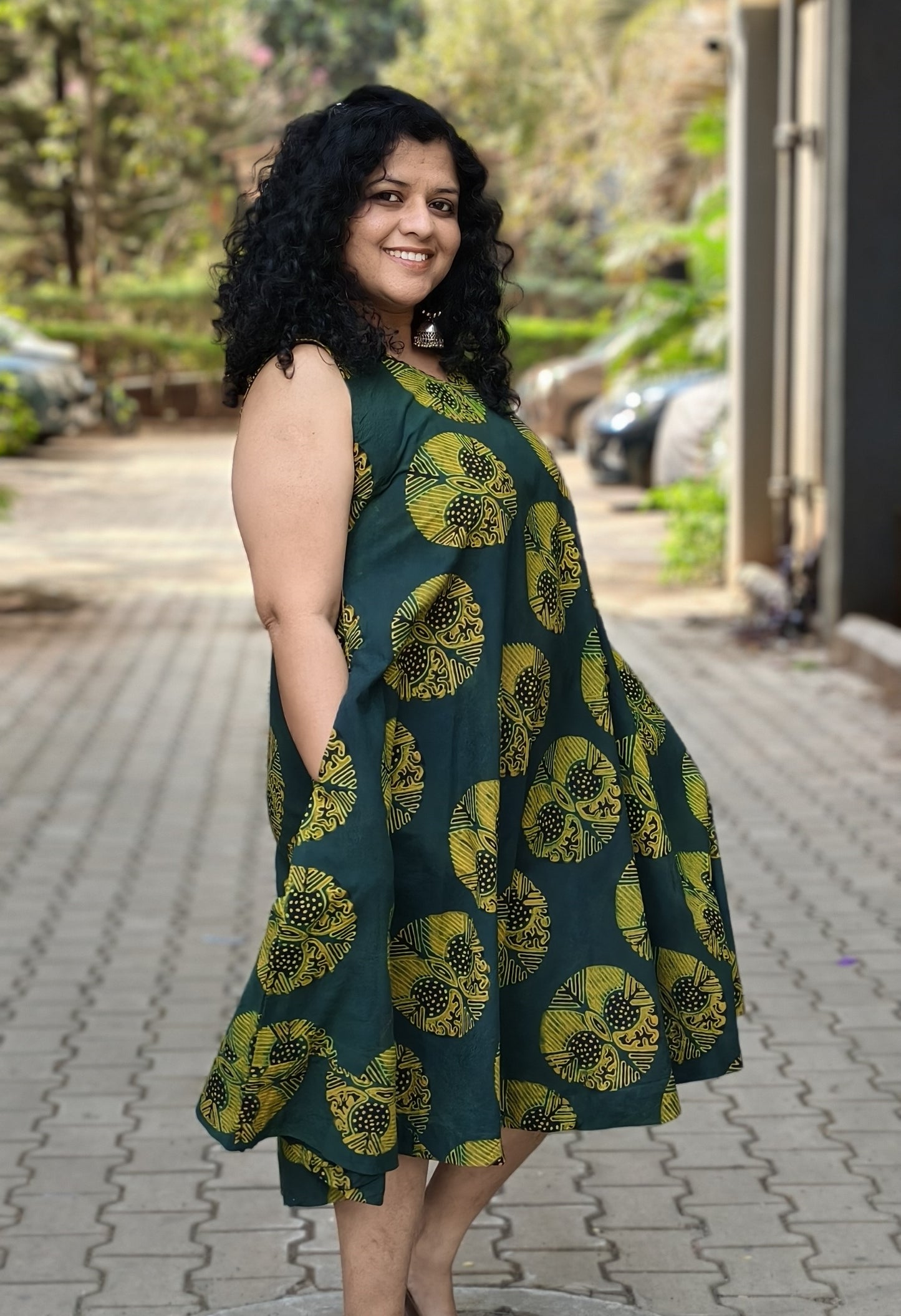 Pure Cotton Hand Block Flared One Piece