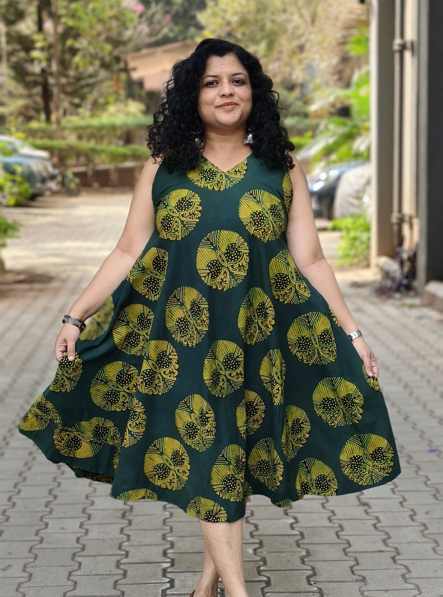 Pure Cotton Hand Block Flared One Piece