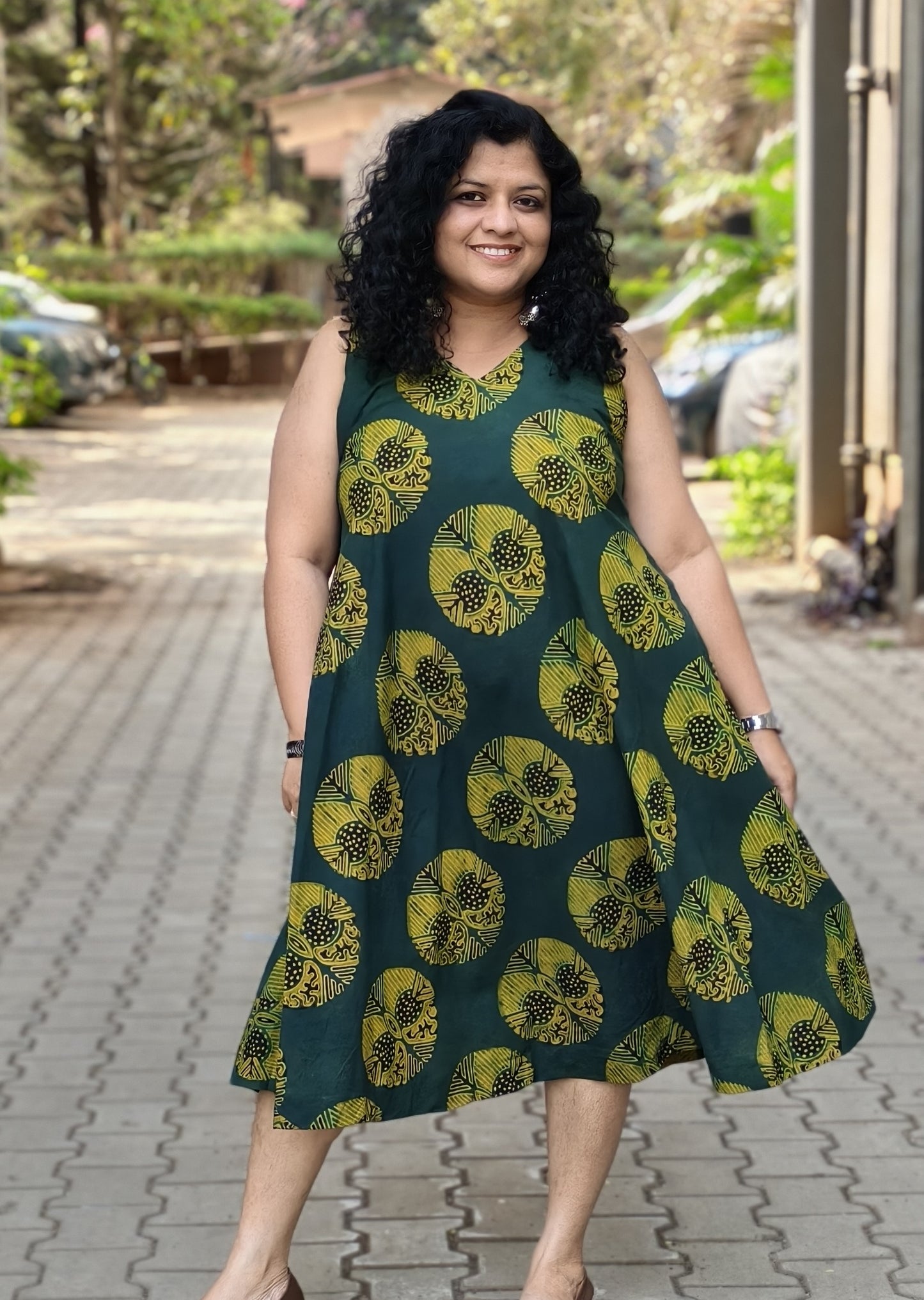 Pure Cotton Hand Block Flared One Piece