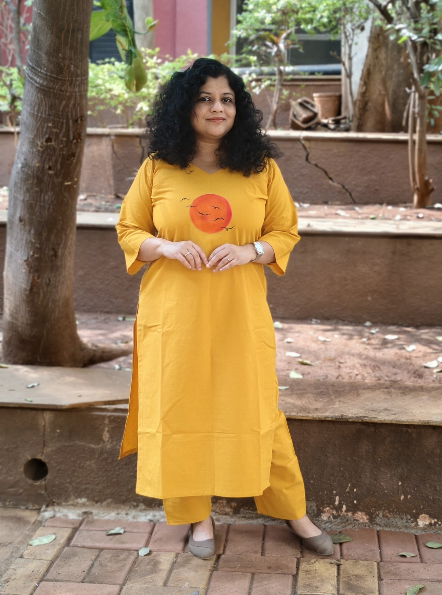 Pure Cotton Hand Painted Straight Kurti
