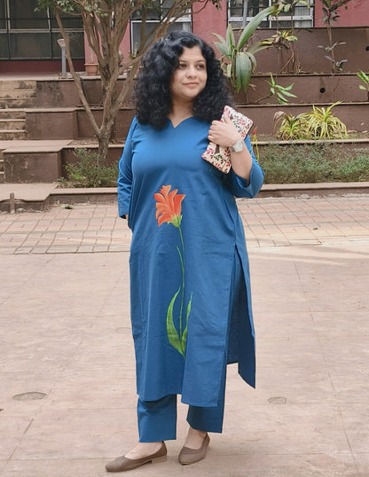 Pure Cotton Hand Painted Straight Kurti