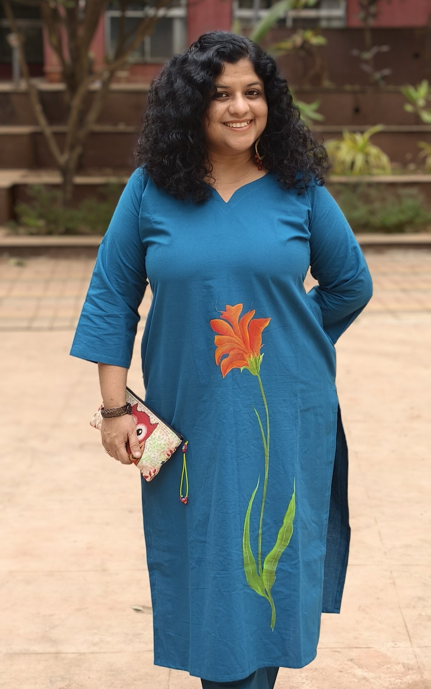 Pure Cotton Hand Painted Straight Kurti