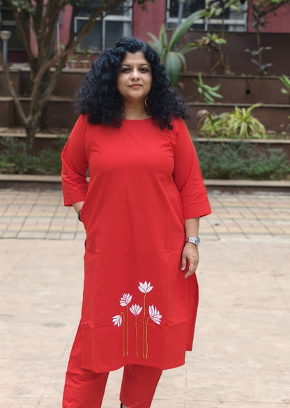 Pure Cotton Hand Painted Straight Kurti