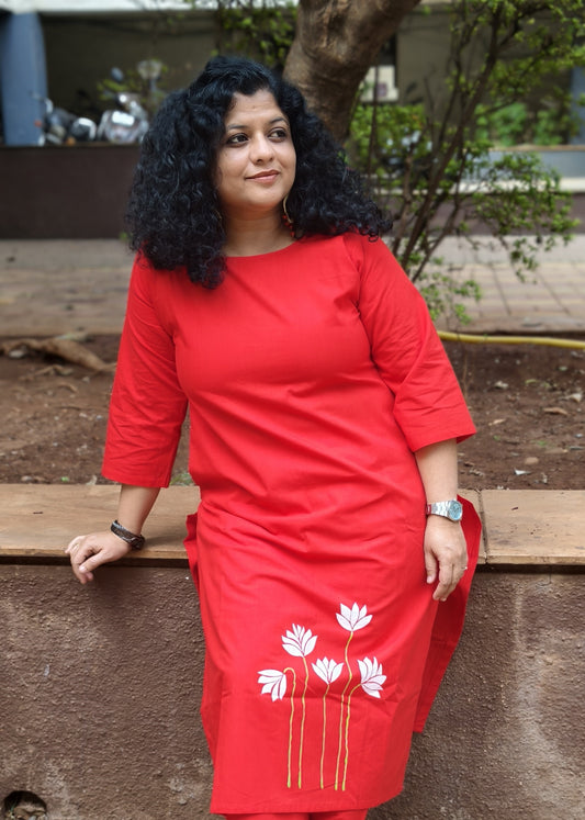 Pure Cotton Hand Painted Straight Kurti