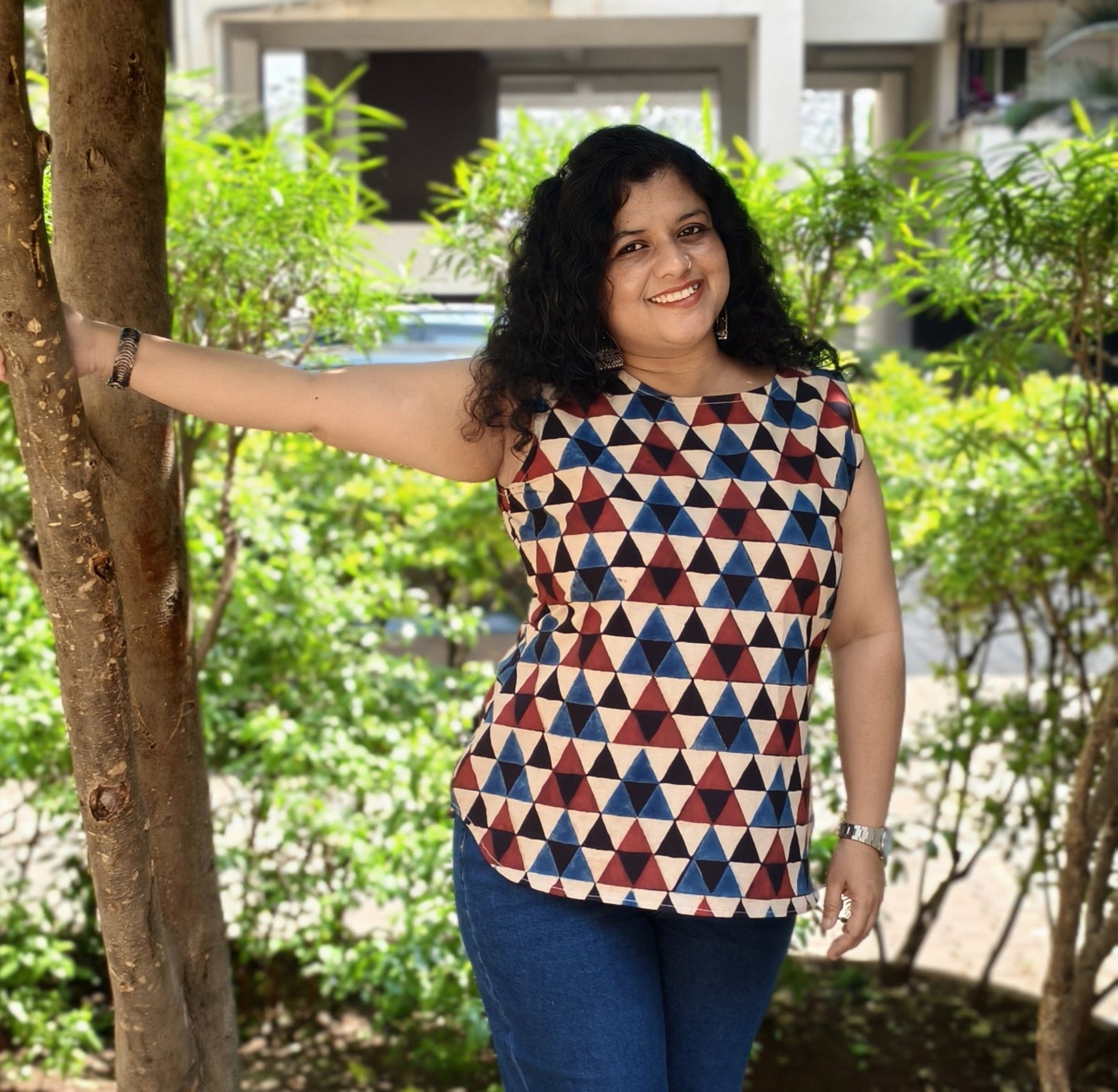 Natural Handblock Short Top