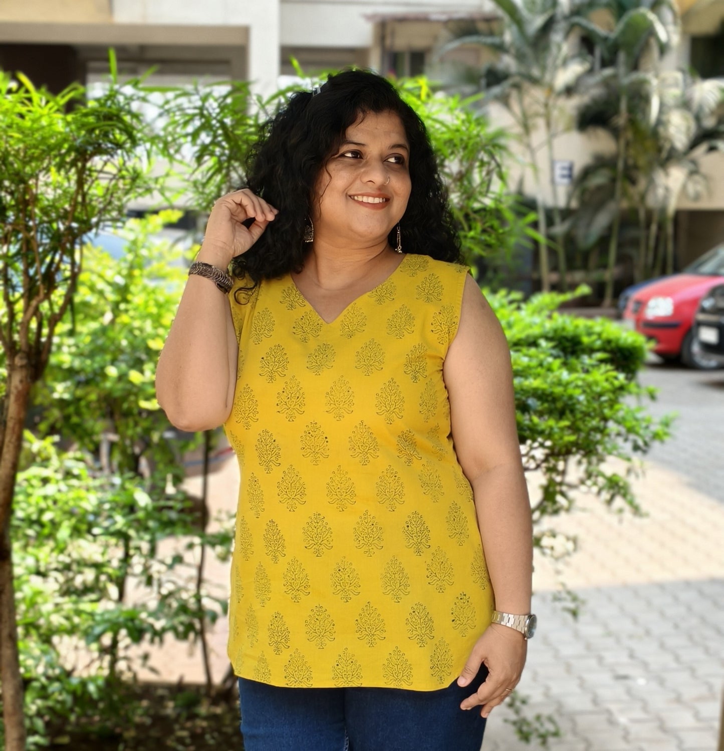 Natural Handblock Short Top