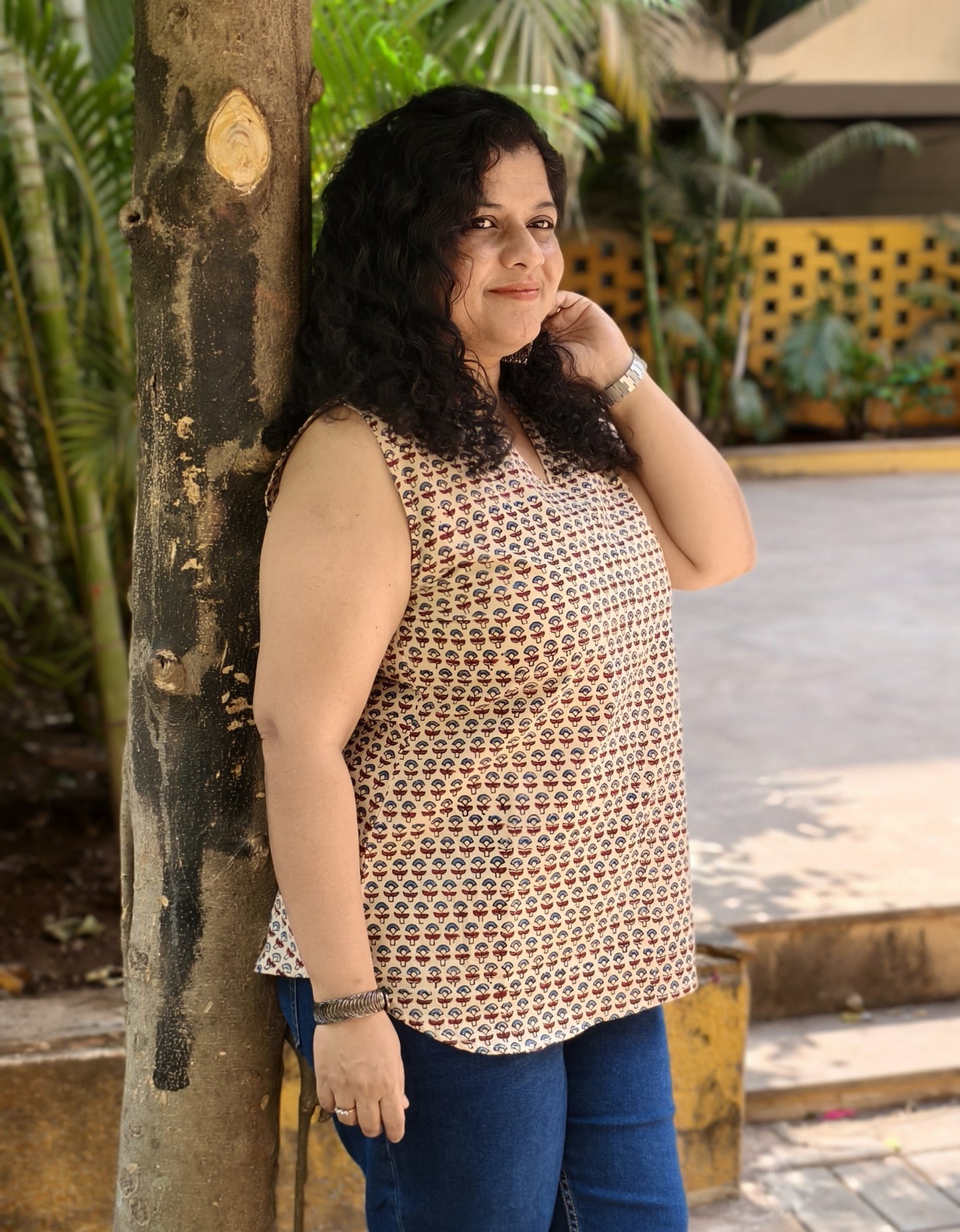 Natural Handblock Short Top
