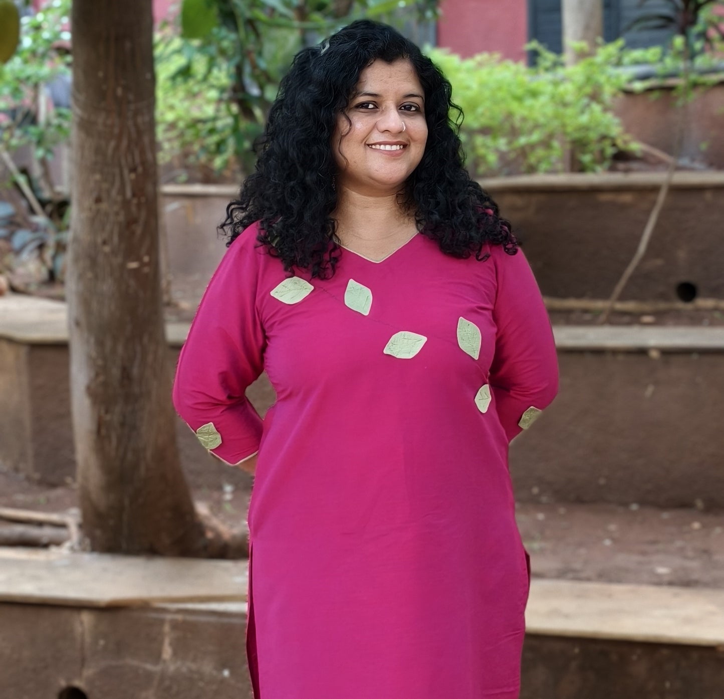 Semi Raw Silk Hand Crafted Straight kurti
