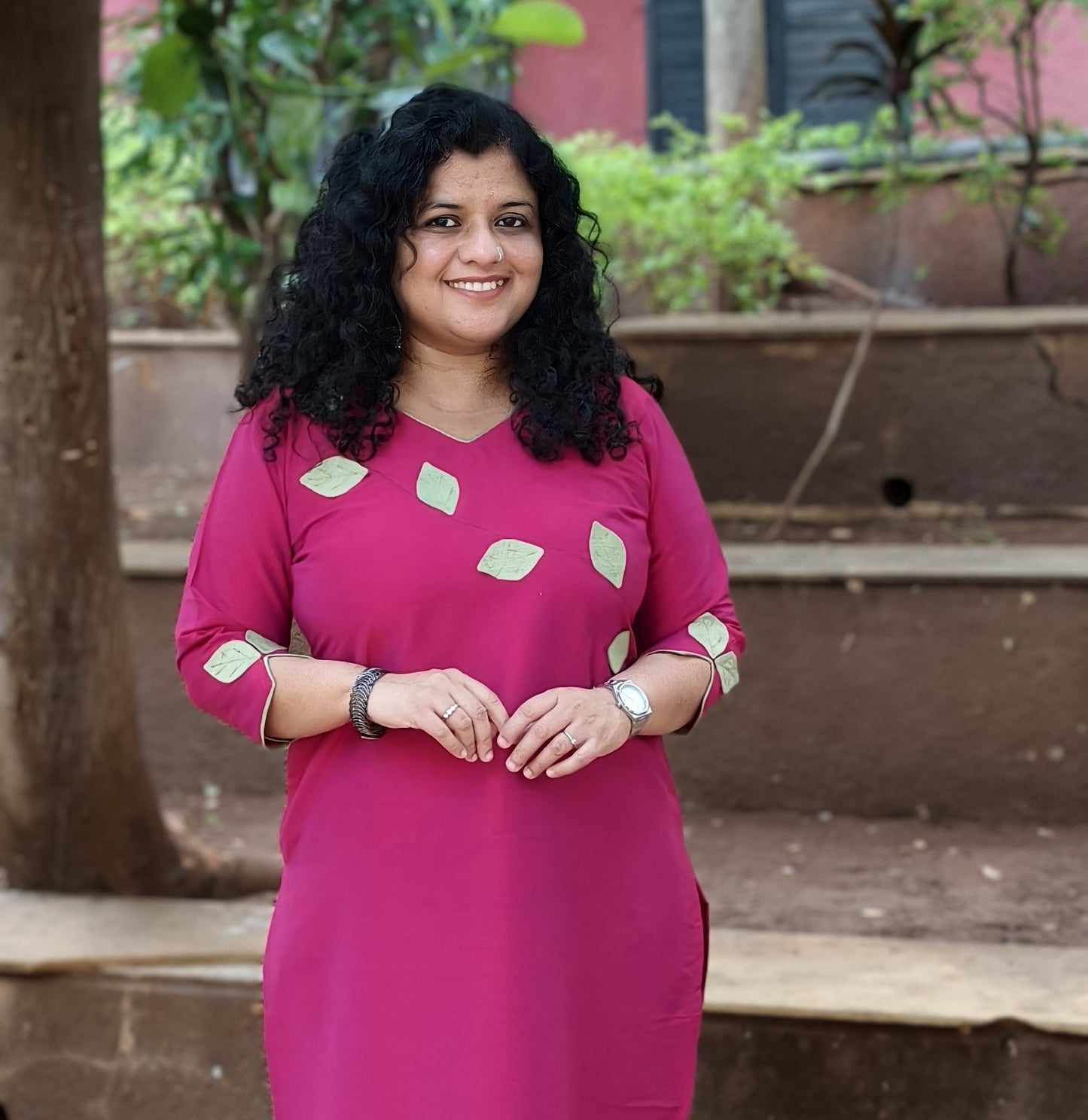 Semi Raw Silk Hand Crafted Straight kurti