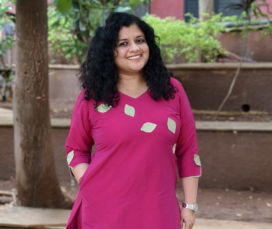 Semi Raw Silk Hand Crafted Straight kurti