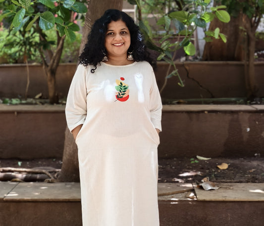 Handloom Cotton Embroidered Straight Kurti