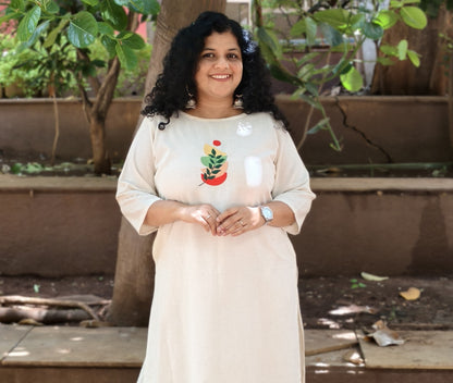 Handloom Cotton Embroidered Straight Kurti