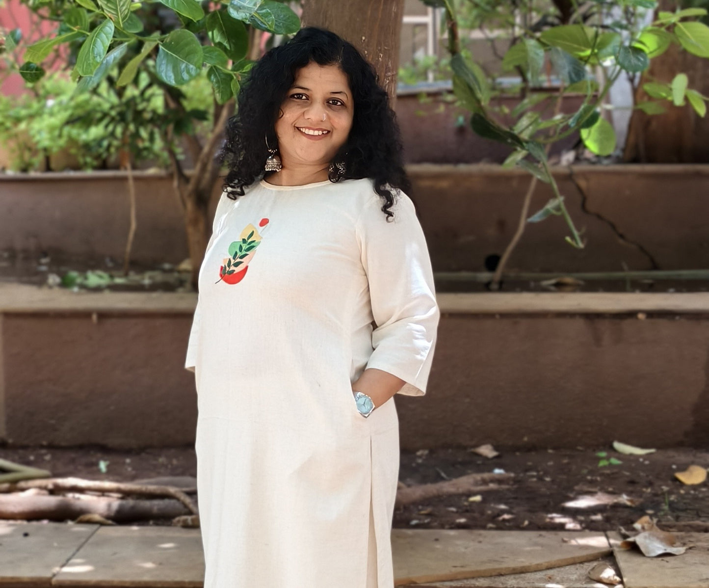 Handloom Cotton Embroidered Straight Kurti