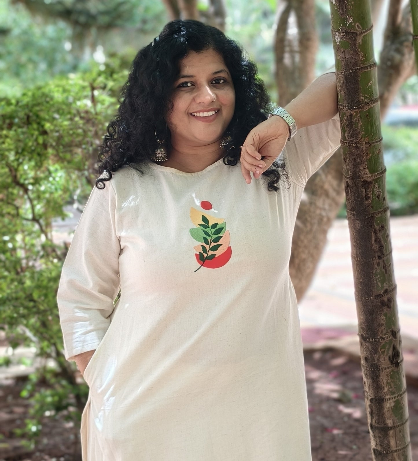 Handloom Cotton Embroidered Straight Kurti