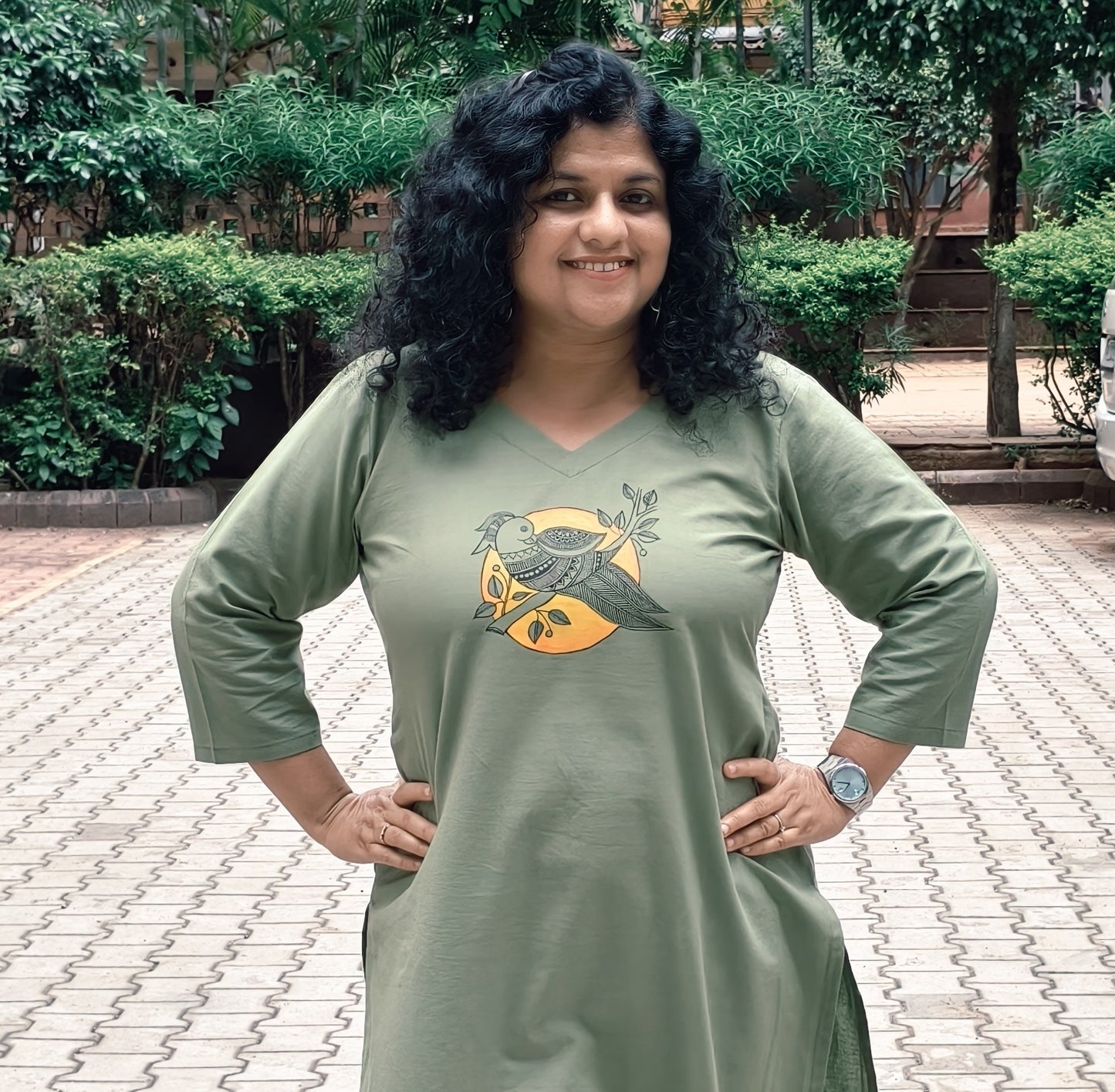 Pure Cotton Hand Painted Straight Kurti