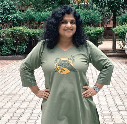 Pure Cotton Hand Painted Straight Kurti