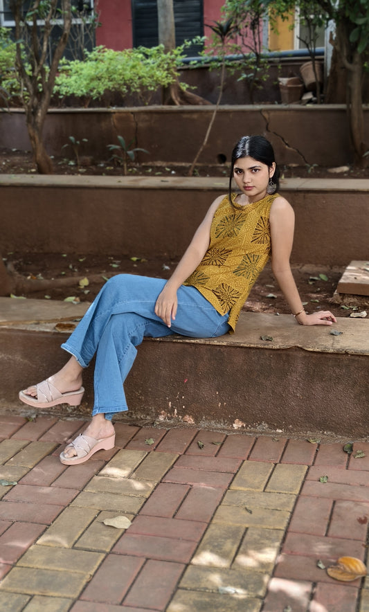 Pure Cotton Hand Block Short Top