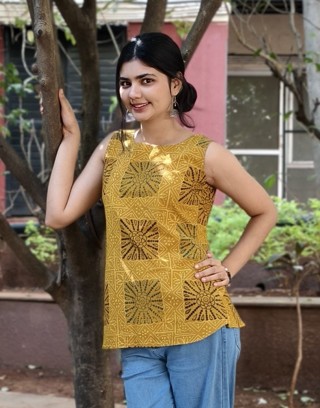 Pure Cotton Hand Block Short Top