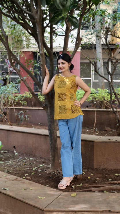 Pure Cotton Hand Block Short Top