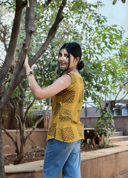 Pure Cotton Hand Block Short Top