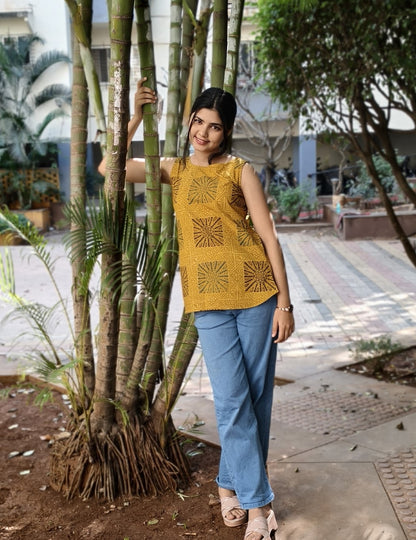 Pure Cotton Hand Block Short Top