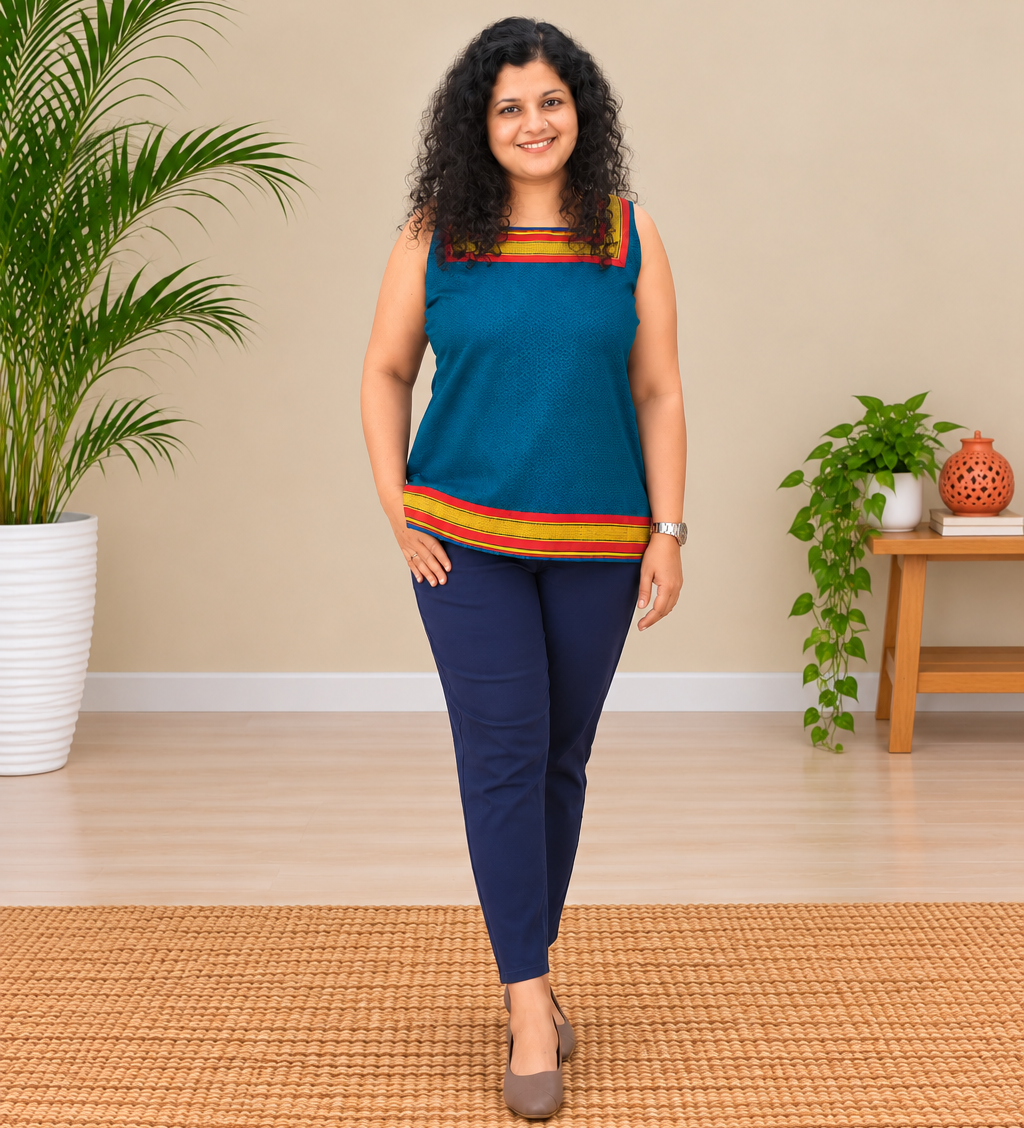 Khun Fabric Hand Crafted Short Top