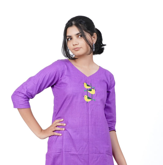 Handwowen Handspun Cotton Embroideried Straight Kurti