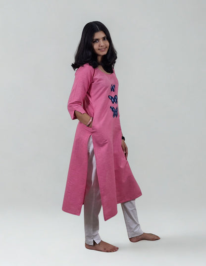 Handwoven Handspun Cotton Patchwork Straight Kurti