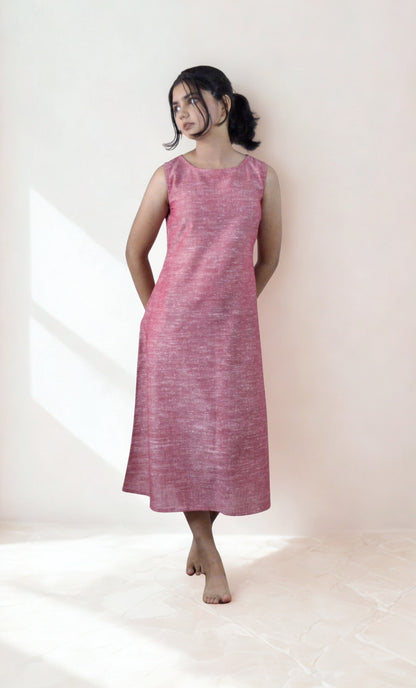 Pure Khadi One piece_Dark Pink