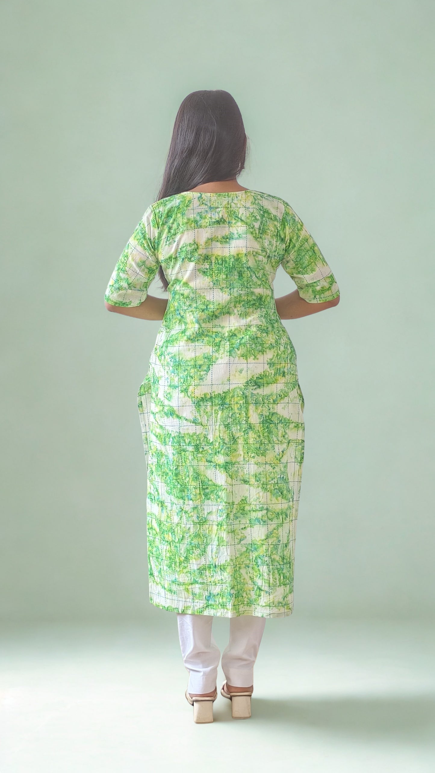 Handloom Cotton Checks Batik straight kurti