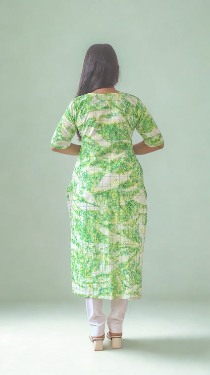 Handloom Cotton Checks Batik straight kurti