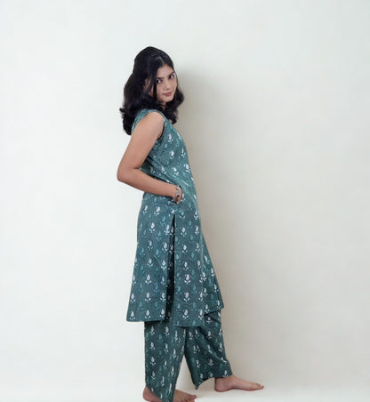 Handblock Cotton Co-ord Set