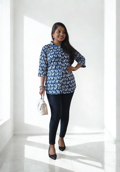 Handblock Animal print Shirt
