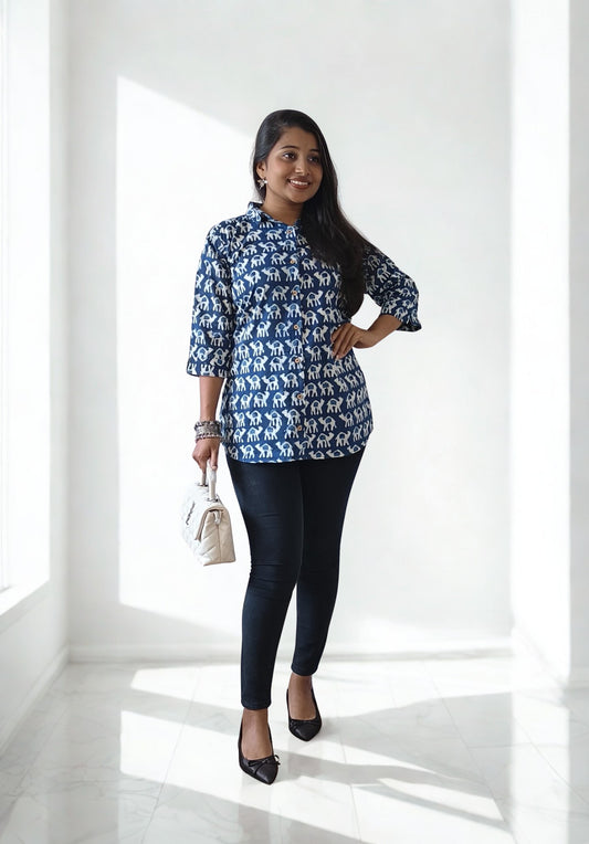 Handblock Animal print Shirt
