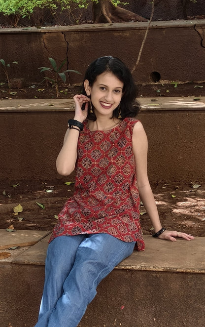 Pure Cotton Hand Block Short Top