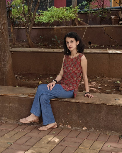 Pure Cotton Hand Block Short Top