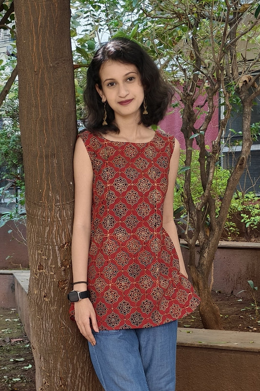 Pure Cotton Hand Block Short Top