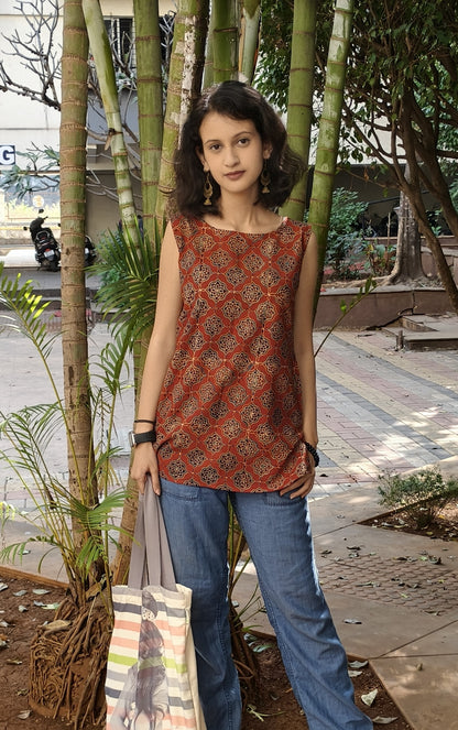 Pure Cotton Hand Block Short Top