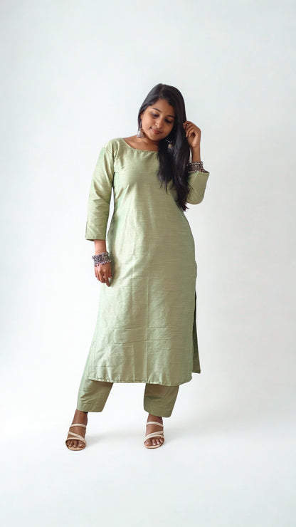 Semi Raw Silk Straight kurti