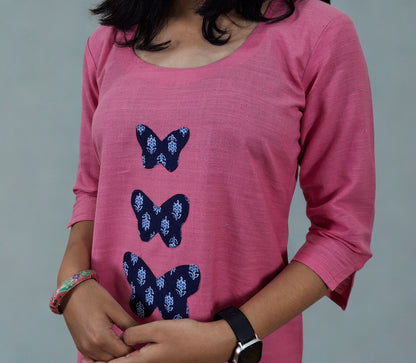 Handwoven Handspun Cotton Patchwork Straight Kurti