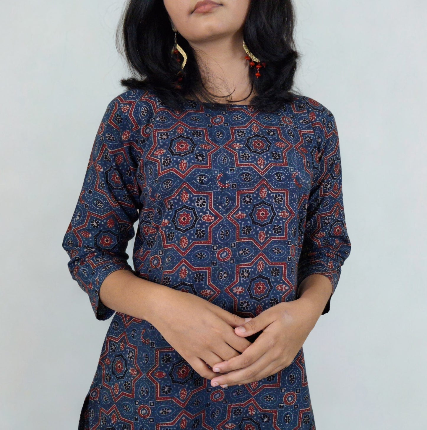Natural Handblock Cotton Straight Kurti