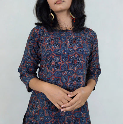 Natural Handblock Cotton Straight Kurti