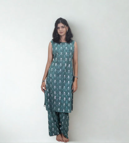 Handblock Cotton Co-ord Set