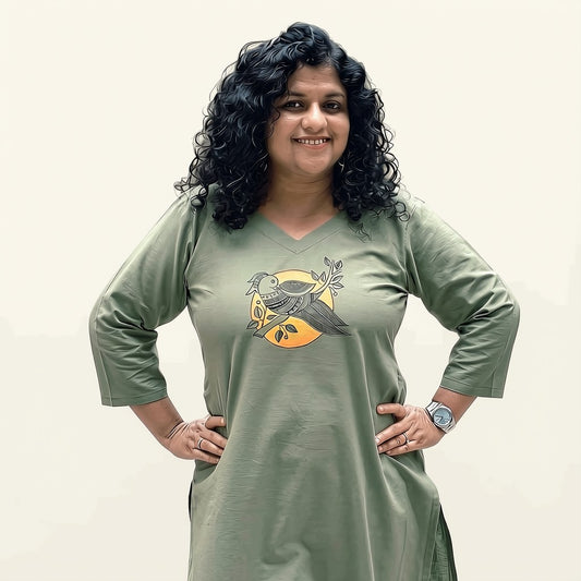 Pure Cotton Hand Painted Straight Kurti