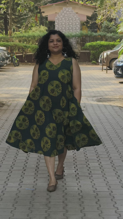 Pure Cotton Hand Block Flared One Piece
