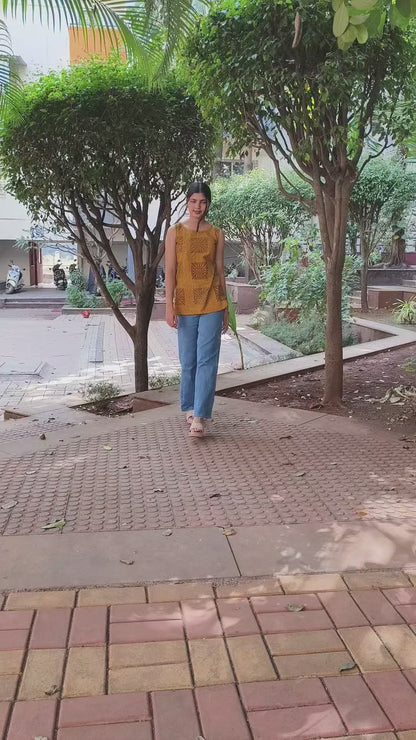 Pure Cotton Hand Block Short Top